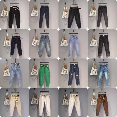 China Women's jeans women's summer style thin fashion QUICK DRY all waist high waist show stretch small foot radish thin pants for sale