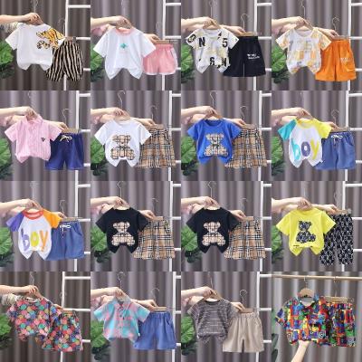 China Wholesale Casual 2 Piece Boys Cartoon Cotton Summer Suit Boys Summer Clothes Short Sleeves for sale