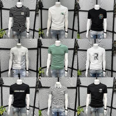 China Anti-Wrinkle Customized Mens Crewneck T-shirt Cotton Stripe Pattern High Quality Manufacturers Wholesale for sale