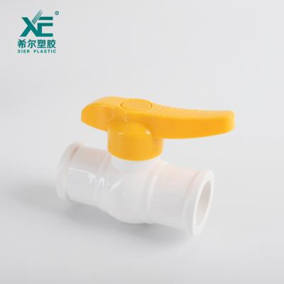 China Free Sample General High Quality Normal Pressure 1/2-2 Inch PVC Thicker End Plastic Thicker Ball Valve With Yellow Handle for sale