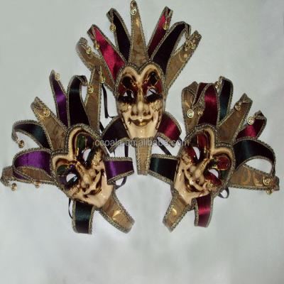 China Jester Mask Masquerade Mardi Gras Paper Venetian Wall Decorative Full Face Masks for sale