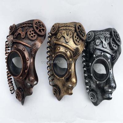 China Metal/Gold Plastic Brownze Gray Phantom of the Opera Mask Venetian Steampunk Mask for sale