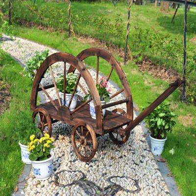 China Wooden Wheel Garden Backyard Wooden Planter Not Coated 166x68x76cm for sale