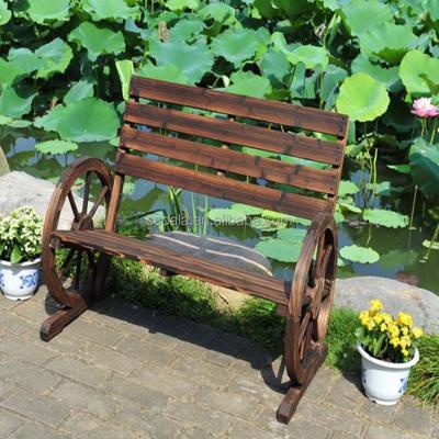 China Garden Wheels Rustic Wood Wooden Bench Design Solid Wood Outdoor Furniture for sale