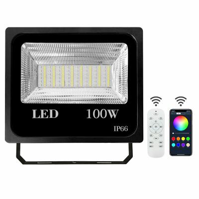 Chine Ip66 imperméabilisent 100 lumières menées extérieures de degré de sécurité de contrôle d'appli de lumière d'inondation du watt RVB LED à vendre