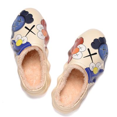 China Warm Thermal Winter And Velvet Cotton Slippers Flare Sole Increased Non Slip Mens Slippers for sale