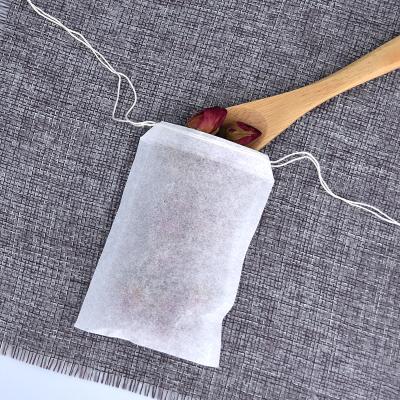 China With Double Strings 50 x 70mm Disposable Wooden Pulp Tea Bags Double Drawstrings Coffee Filters With Threads Travel Tea Bags (100pcs /bag) for sale