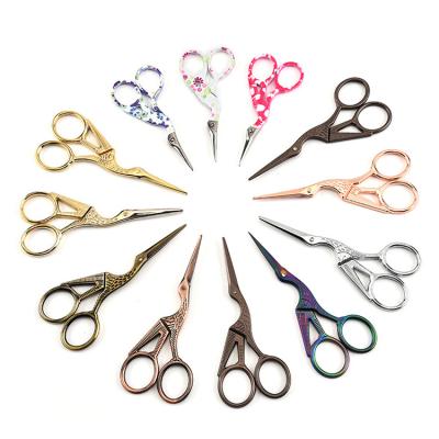 China Large Stainless Steel Stitch Embroidery Handwork Scissors Crane Bird Shape Embroidery Scissors Cross for sale