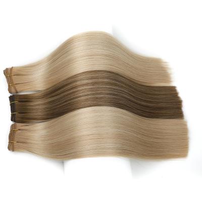 China Full cuticle aligned thick bottom! Good Quality Wefted Remy Russian Slavic Sew In Double Hair Weft Extension for sale