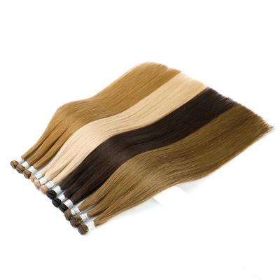 China LeShine Silky Straight Wave Double Weft Cuticle Lined Virgin Hair Thick End Invisible Platinum Blonde Ombre Weft Silver Hand Tied Hair for sale