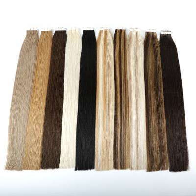 China Custom Natural Wave Leshinehair Remy Virgin Straight Russian Hair Extensions Tape In for sale