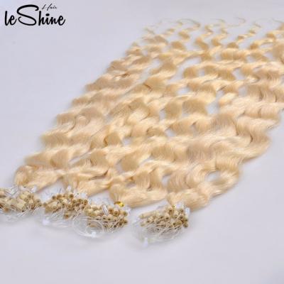 China natural & Healthy LeShine Customized 0.8g Platinum Blonde Curly Hair Extensions Micro Link Hair for sale