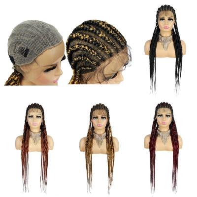 China Good Quality Braided Lace Front Wigs Silky Straight 11 Lace Front Hand Made Braided Wig 40 Inch Full Lace Braided Synthetic Wig For Black Women for sale