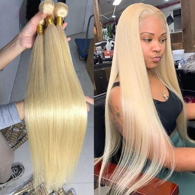 China Silky Straight Wave 613 Raw Indian Hair Color Blonde Hair Extension Bundles Straight With Closure And Frontal Supplier Listing for sale