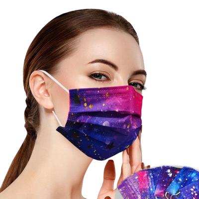 China Customized Breathable Disposable Burger Maskes Romantic Sky Milk River Print 3ply Face Maskes For Adult for sale