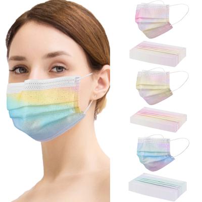 China Cool Disposable Bling Party Mask Protective Halloween Christmas Maskes Rainbow Pattern Party Mask Summer Breathable For Women Men for sale