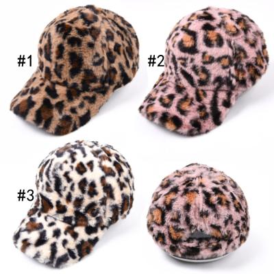 China Wholesale fashion leopard print winter hat women men baseball hat COMMON warm unisex cross ponytail hat for sale