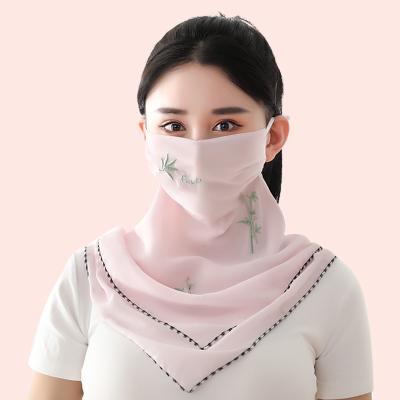 China Comfortable Earloop Voile Chiffon Women UV Protection Neck Scarf Cover for sale