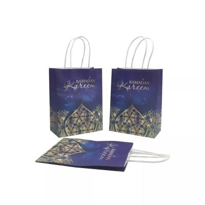 China Recycled Gold Tote Bag Commemorative Gift Packaging Ramadan Kraft Paper Bag Materials Party Gift Bag for sale