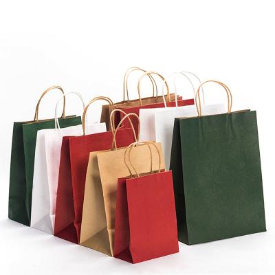 China Beautiful Recycled Materials Catering New Happy Birthday Party White Retail Kraft Paper Bag With Handle for sale