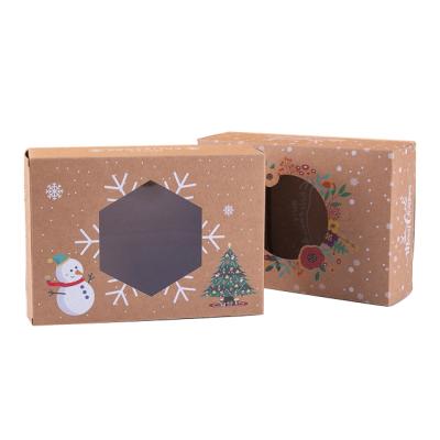 China Recycled Materials Christmas Gift Box Wrapping Paper Open Window Gift Packaging Customization for sale