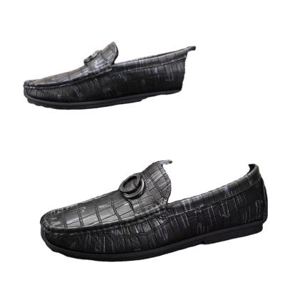 China Cushioning 2022 Fashion Trend Leather Skullcap Shoes All-match Business Casual Loafers Crocodile Pattern Slip On Shoes for sale