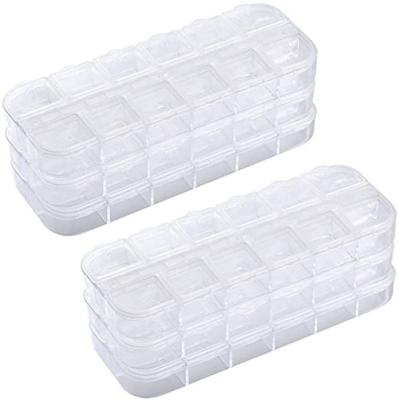 China Clear Nail Art Tool Jewelry Storage Box, Plastic Organizer Container Case, 12 Compartments Display Rhinestone Containers 130.5mm*54.5mm*12mm for sale