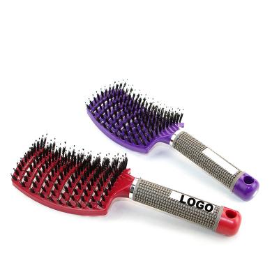 China For Home Use Custom Logo Straightener Hair Brush Detangling Nylon Bristle Sweep Detangle Hairbrush Women Hair Scalp Massage Comb Brush for sale