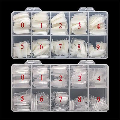 China 500PCS Half Cover French Acrylic Artificial Flake Design Fake Nails Half Tips And Box For DIY Nail Art for sale