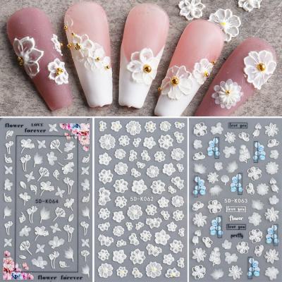 China Hollow Exquisite Nail Art Supplies Self-Adhesive Luxurious Nail Art Decoration Template Art Sticker Decals 5D Metal Flower Nail for sale