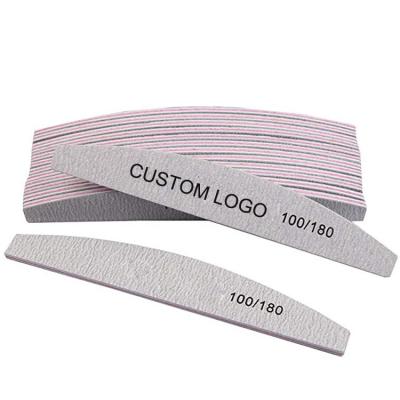 China Sponge Logo Strong Rough Nail File Personal Custom Made 100/180 Grit Heavy Duty Nail Files for Acrylic Natural Nails Home and Salon Use for sale