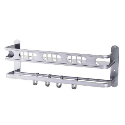 China Hotel Modern Wall Mounted Space Single Aluminum Rack And Double-Layer Storage Towel Toilet Rack for sale