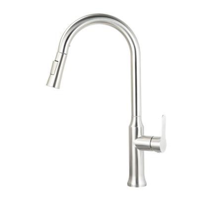 China Rotatable hot and cold faucet on the other side of SUS304 stainless steel Pull-out basin stretch kitchen faucet for sale