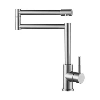 China Pull Out Universal Kitchen Faucet SUS304 Stainless Steel Basin Faucet 360 Folding Hot And Cold Faucet for sale