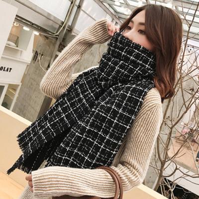 China Factory direct sales new winter fashion color acrylic block tassel warm shawl scarf for women and men for sale