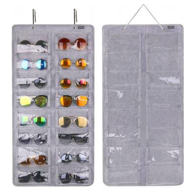 China Modern Wall Mounted Dust Proof Jewelry Organizer Felt Sunglasses Daily Storage Bag 16 Pack for sale