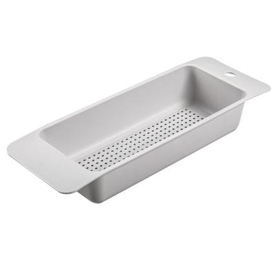 China Durable High Value Rectangular Plastic Double-Hook Sink Drain Strainer Basket Kitchen Supplies Fruit And Vegetable Storage Basket for sale