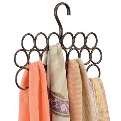 China Wholesale 18 Hook Design Ring Colorful Nordic Style Scarf Shawl Scarf Holder Metal Hanger Wardrobe Storage Rack Intimate Display Rack for sale