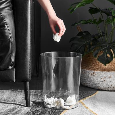 China Nordic minimalist style creative trash can viable without cover waste paper basket office bathroom kitchen transparent trash can for sale