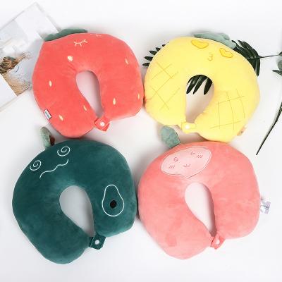 China Therapy Cartoon Expression Fruit PP Cotton Neck Pillow Nap Office Driving Neck Travel U Shaped Pillow for sale