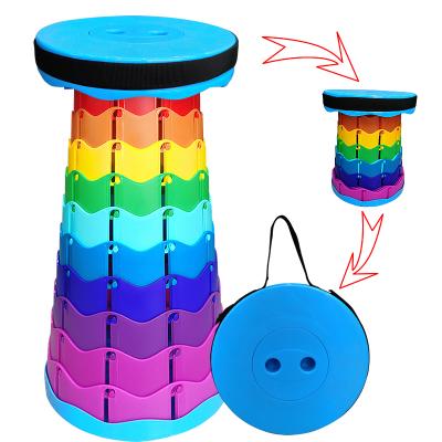 China (Size)Rainbow Color Sturdy Portable Retractable Stool Folding Camping Fishing Outdoor Barbecue Adjustable Version for sale