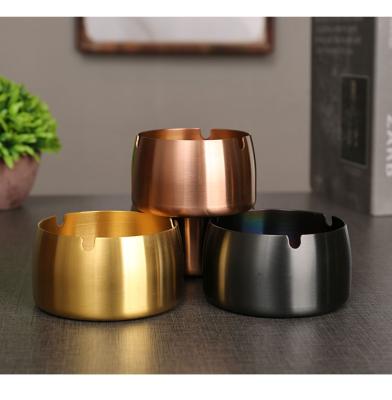 China Living Room Home Decoration Ornaments Retro Stainless Steel Round Windproof Ashtray For Bar Art Storage Living Room Office Trend Decoration Accessories for sale