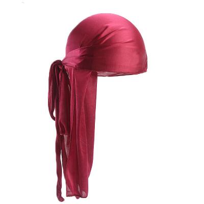 China DecorateÂ   Hot Selling Custom Logo Durag Long Hat Elastano Designer Silky Vendor Satin De Du Rag Man Wave Hat Wholesale Fashion for sale