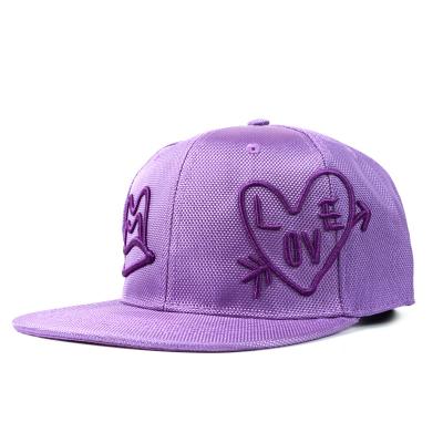 China Fashion Embroidery Hats 5 Panel Purple Heart 3d Color Color Design Best Quality Snapback Hat for sale