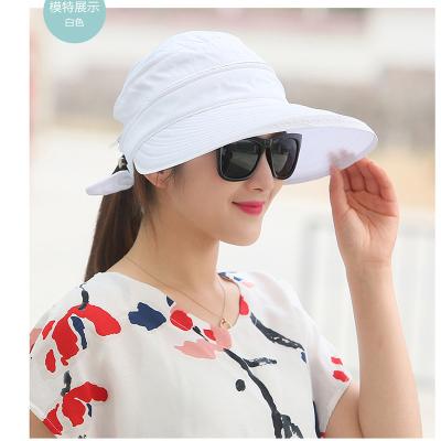 China New Arrival 2022 Hot Selling Wide Brim Picture 2-In-1 Travel Detachable Women Beach Zipper Sun Visor Hats For Women Summer for sale