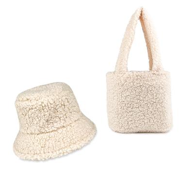 China 2022 New Fashion Design Matching Fisherman Hat Suit Lady Bucket Hat One-Shoulder Messenger Sherpa Bag and Handbag Bag Hat Set for sale