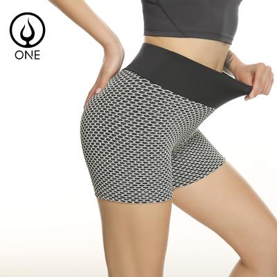 China Booty Tik Tok Honeycomb Textured High Waist Fitness Lifting Shorts crack! crack! Breathable Tummy Control Butt Yoga Shorts for sale