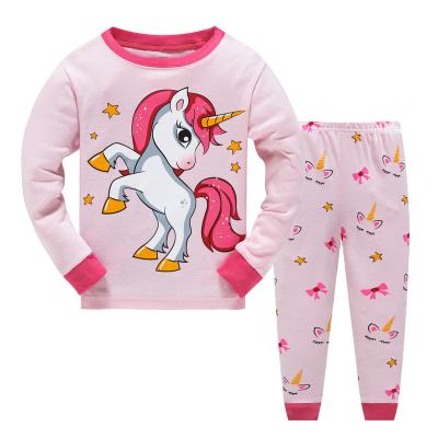 China Custom Made 100% Cotton Kids Pajamas Girls Sleepwear QUICK DRY Unicorn Pajamas Set For Kids for sale