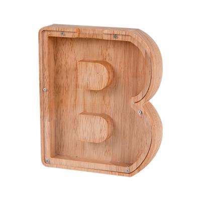 China Wood Personalized Diy Letters Name Letters Piggy Safe Decorative Money Saving Box Money Saving Box for sale