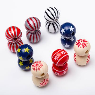 China 100pcs 16mm Wooden Christmas Bead Hemp Rope Tassel Kids Wooden Beads DIY Wooden Beads Accessories for sale